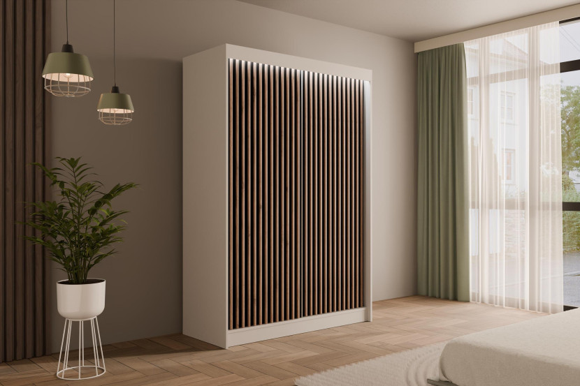 Szafa LED z drzwiami przesuwnymi i lamelami VILANv2 100 x 215 cm