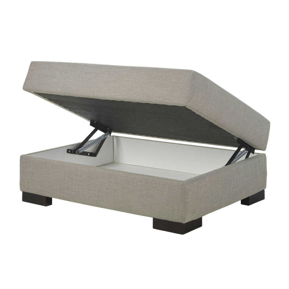 Terence - Pouf pour canapé modulable avec coffre de rangement gris clair