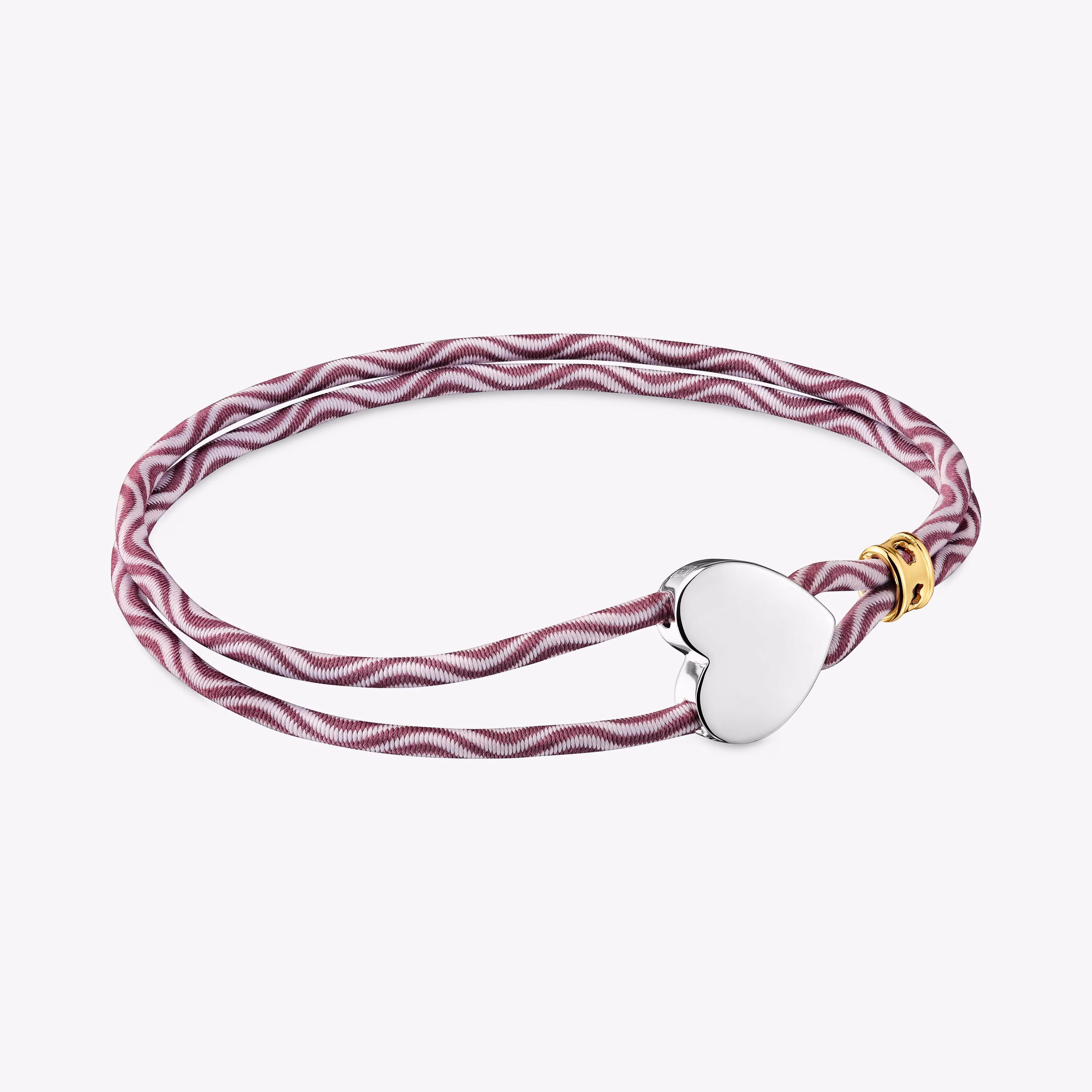 Pulsera elástica burdeos con corazón de plata Sweet Dolls