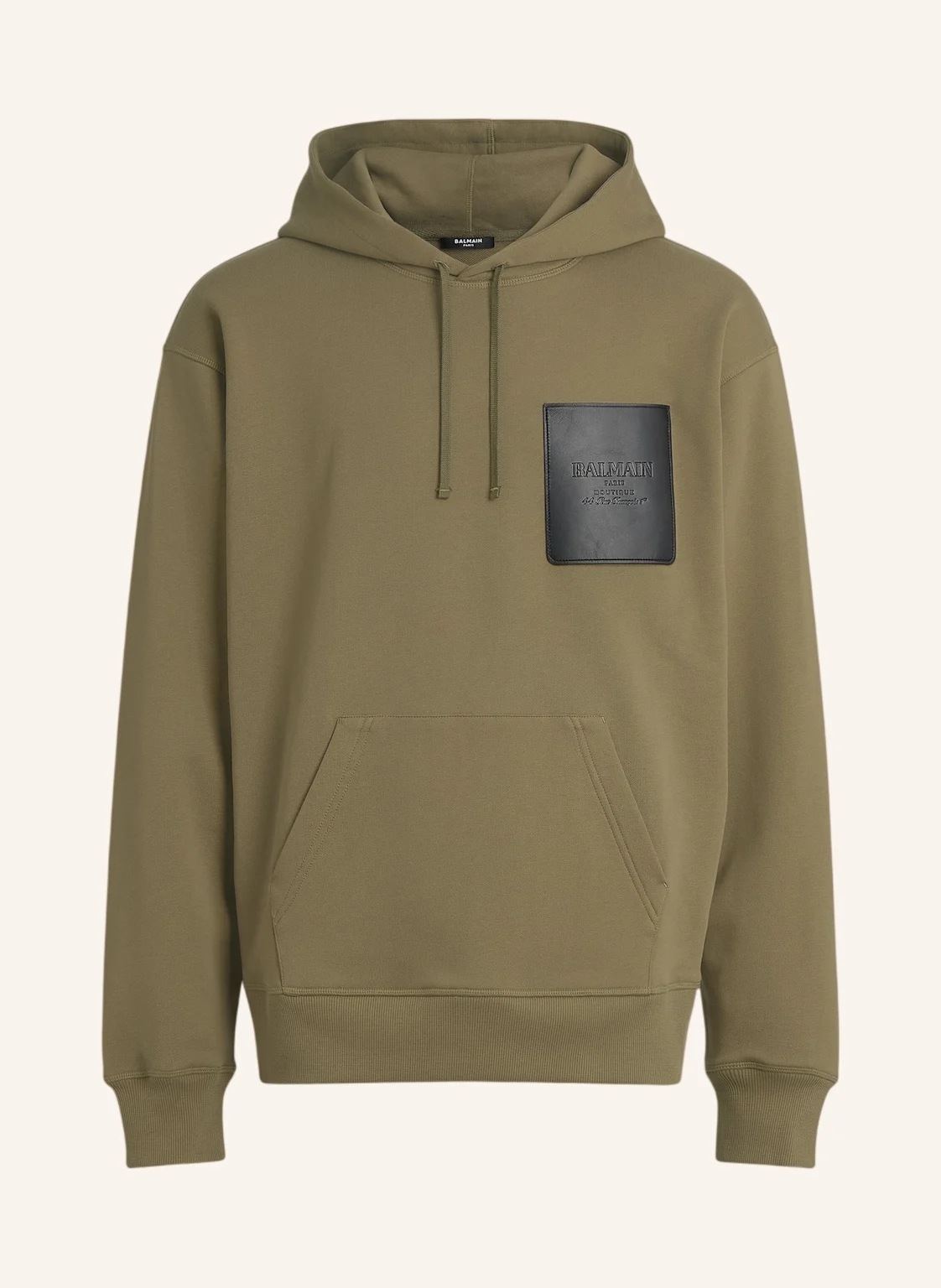 BALMAIN Kapuzenpullover mit Balmain Vintage-Etikett aus Leder