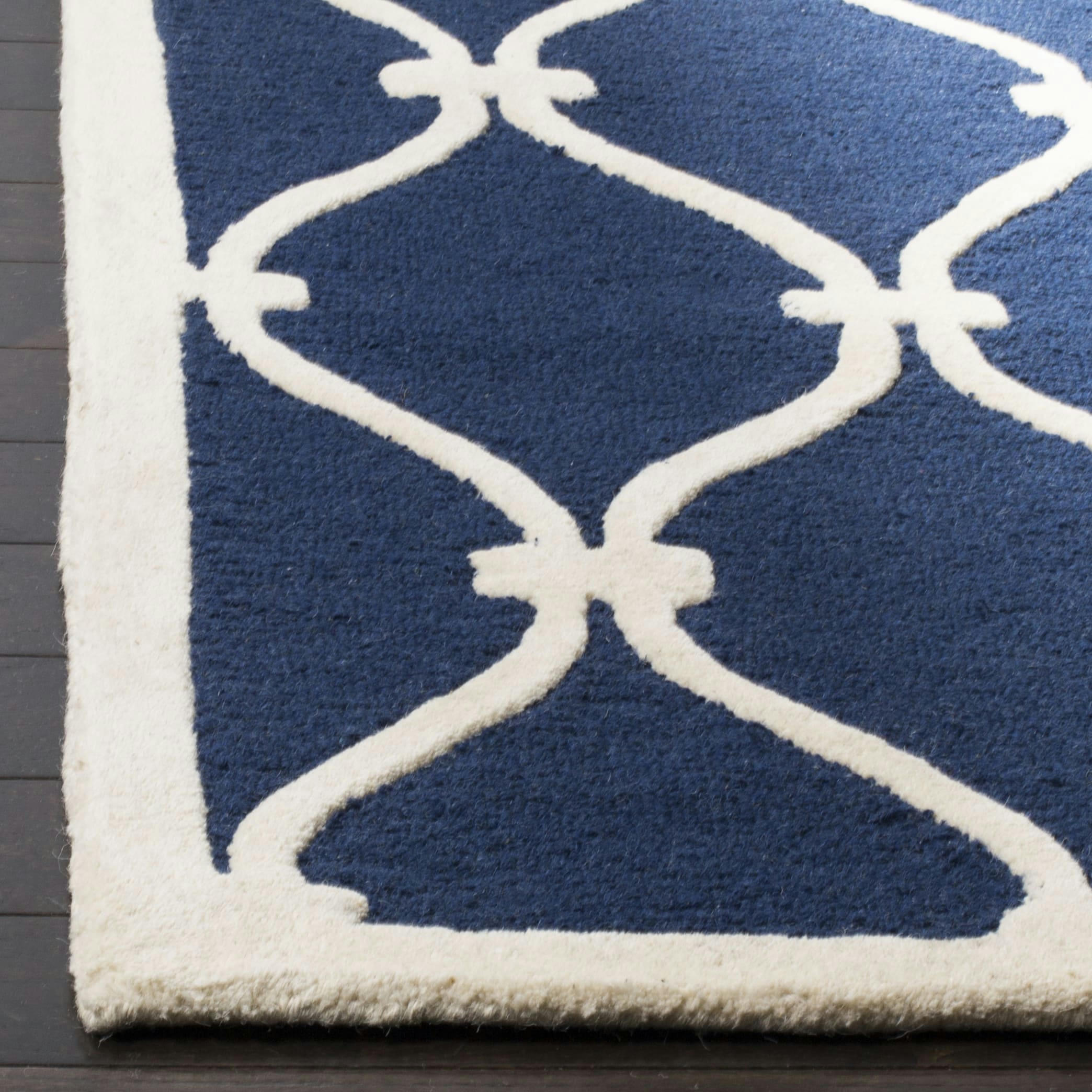 CAMBRIDGE - Tapis de salon interieur en bleu marine & ivoire, 91 x 152 cm