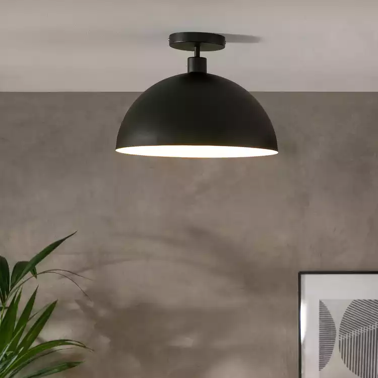 Habitat Steel Mushroom Flush Ceiling Light - Black