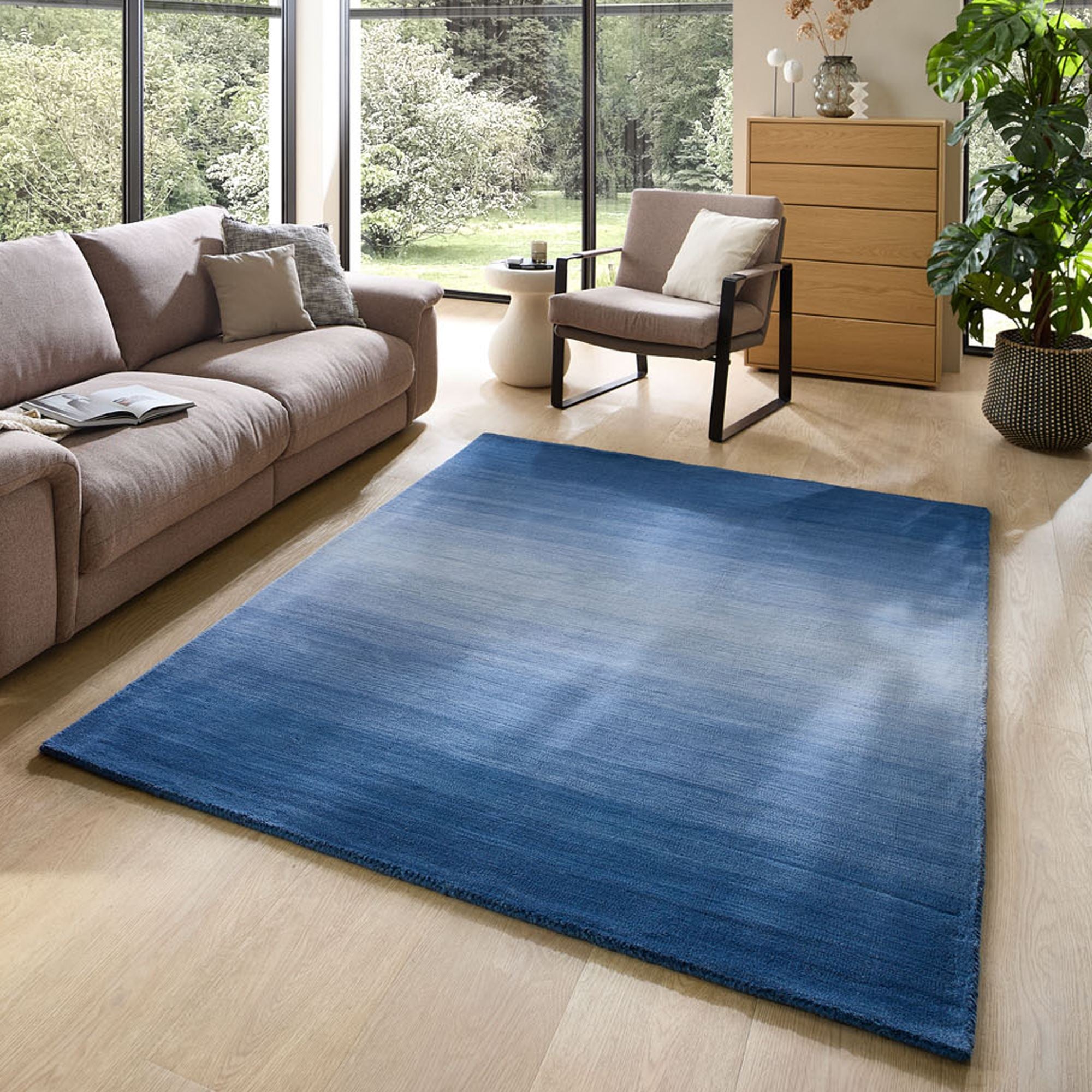 Theko Tapijt met kleurverloop Wool Comfort 160x230 cm - Blauw