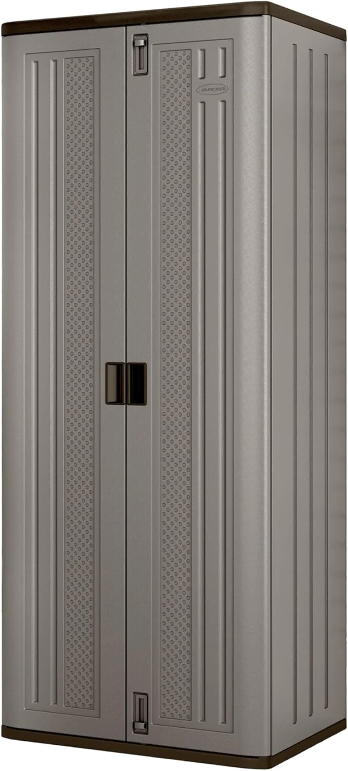 72-Inch Platinum Resin Storage Cabinet with Durable Double-Wall Construction, and Metal-Reinforced Shelves for Basement, Utility Room and Garage Storage, Platinum, Made in the USA(Cabinet)