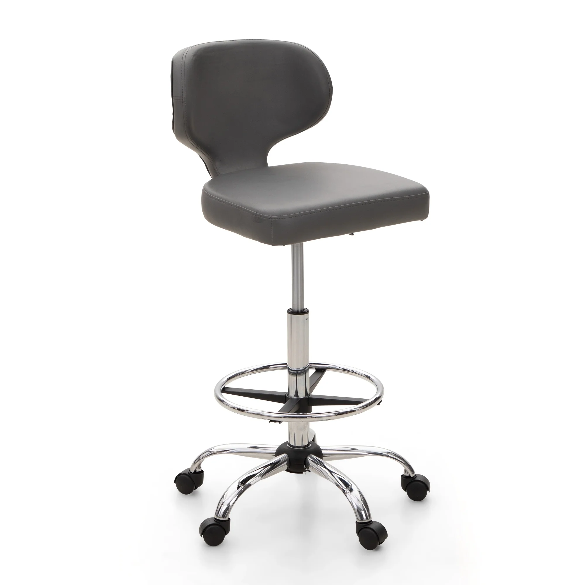 PU Leather Office Chair Swivel Adjustable Rolling Stool with Wheels
