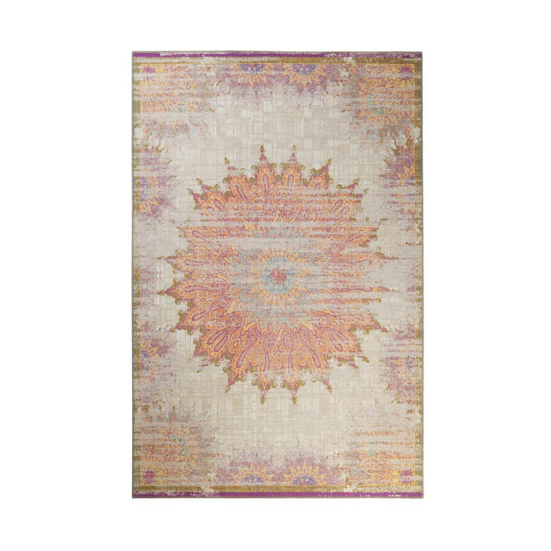 SUNKISSED - Tapis rayé vintage en polyester beige 130x190