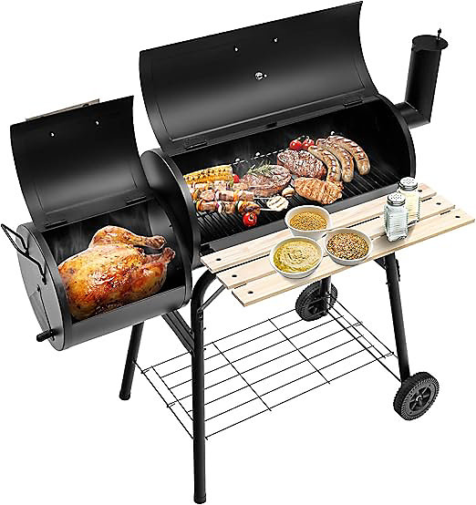 116X61X105,5CM Gril de Barbecue en Forme de Baril, avec Poignée Pratique et étagère de Rangement en Bas, 2 Roulettes, Noir