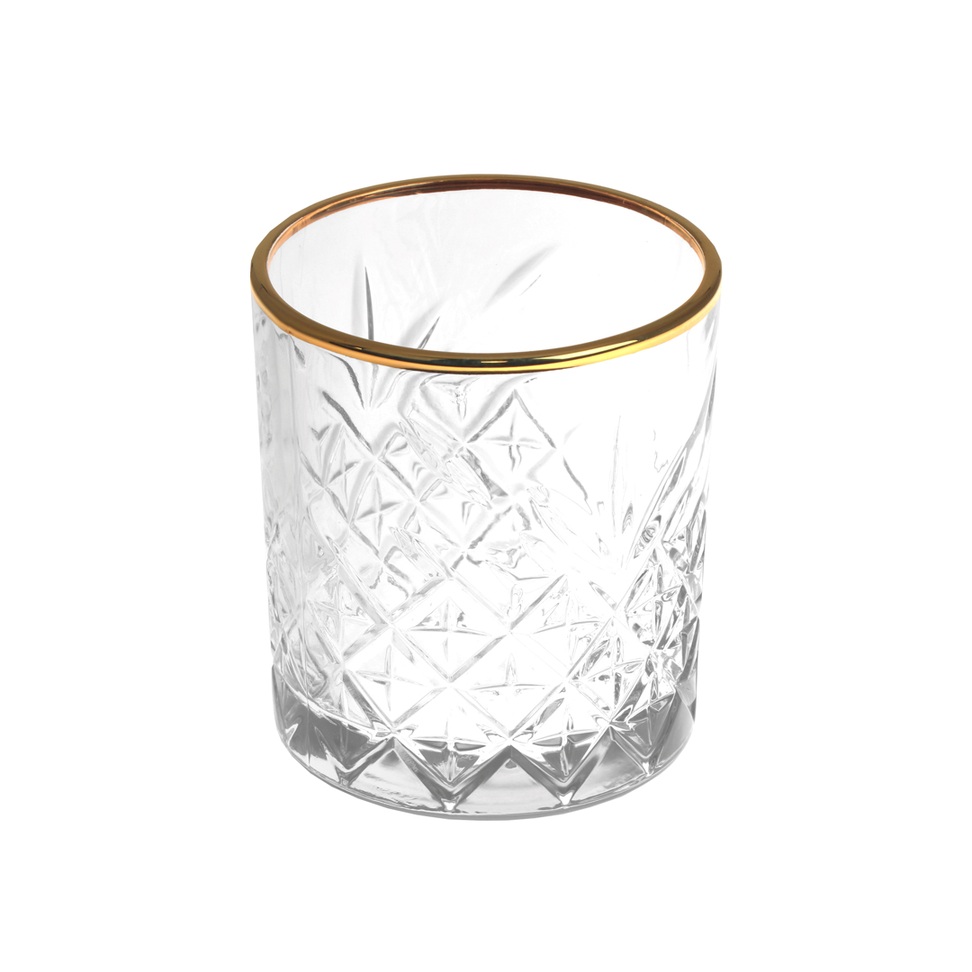 Copo de whisky TIMELESS com beira dourada
