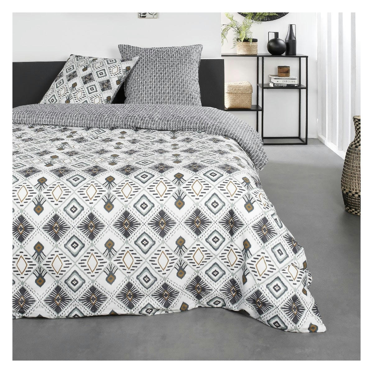 SUNSHINE ANDREA - Parure de lit 2 personnes imprimé en Coton Blanc 220x240 cm