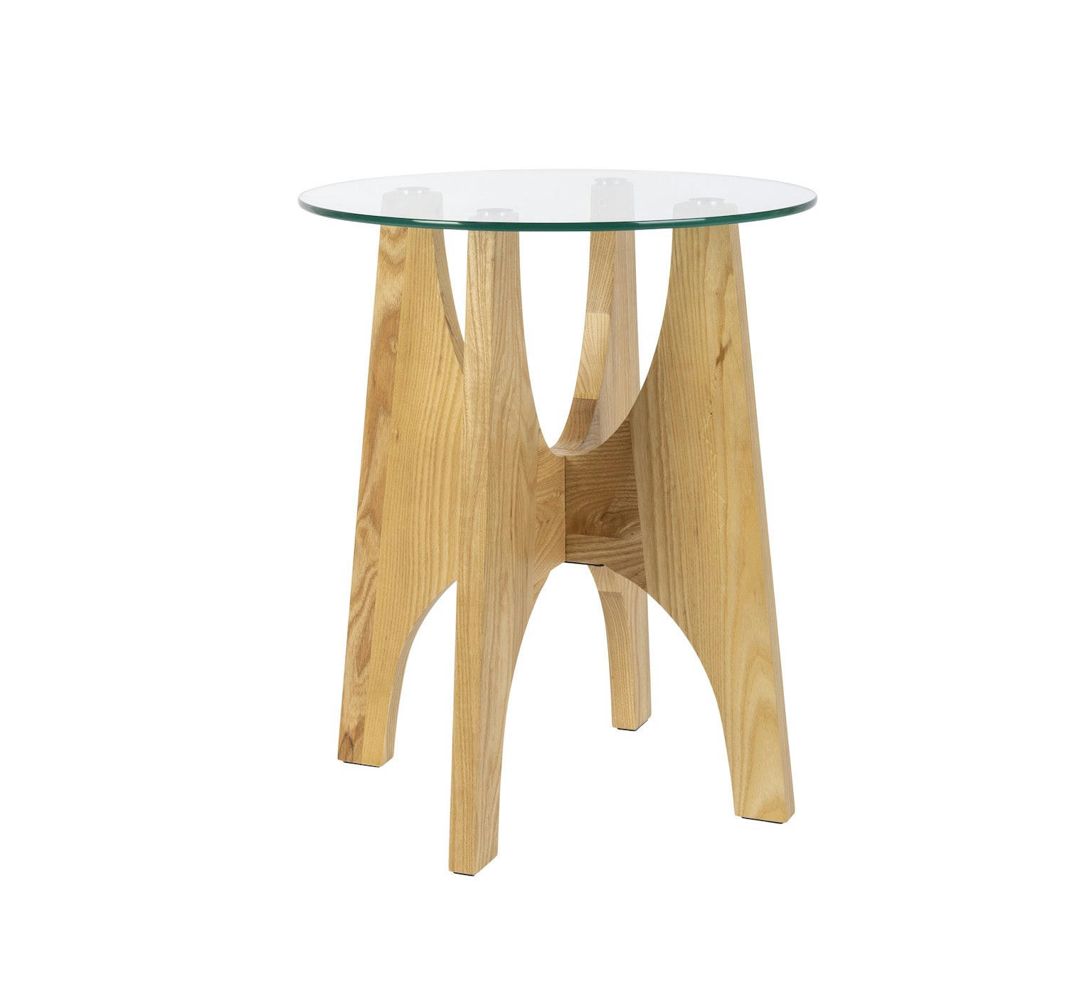 KOBE - Table d'appoint ronde en bois et verre D45