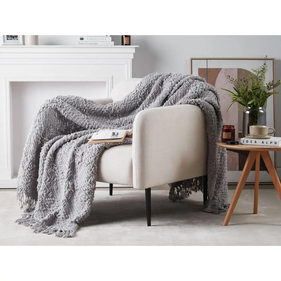 VELLA - Deken - Grijs - 150 x 200 cm - Katoen