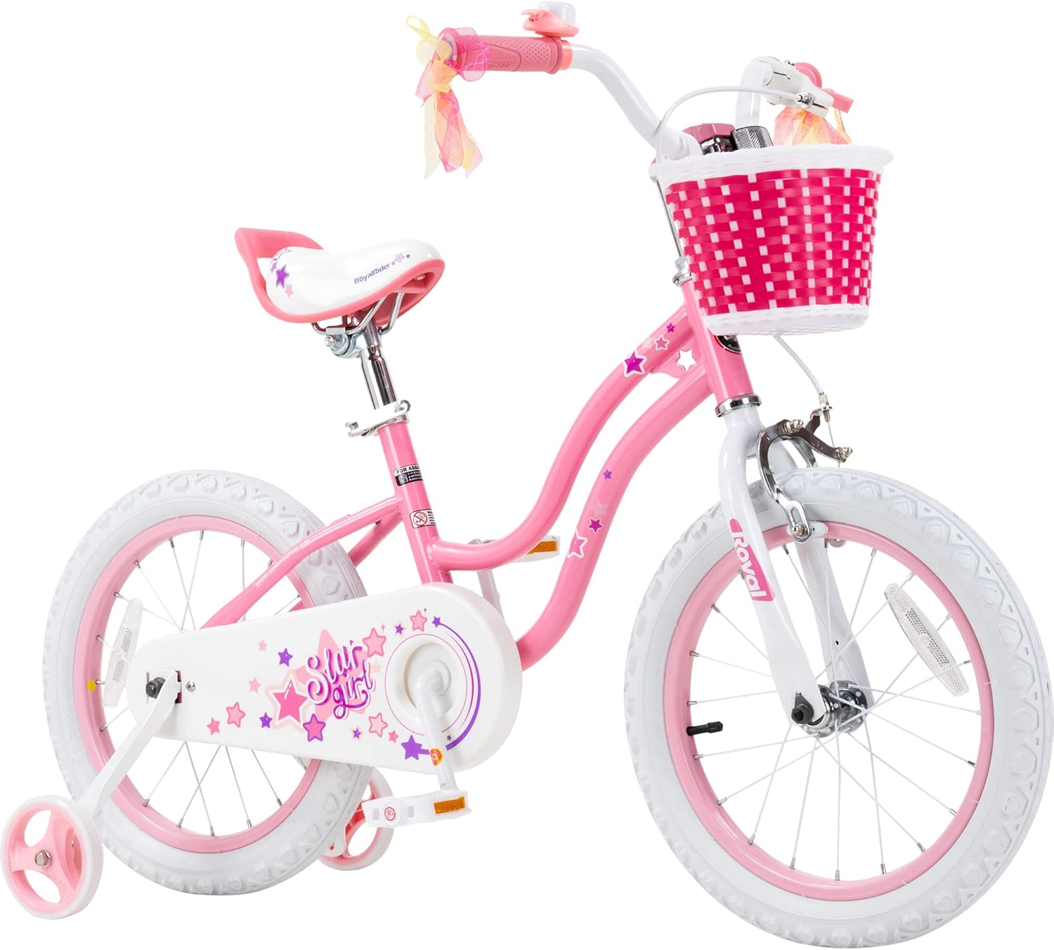 RoyalBaby Girls Bike with Training Wheels, Stargirl Kids Bicycle 12 Inch Toddlers to Big Kids 3-4 Years, Star Pink