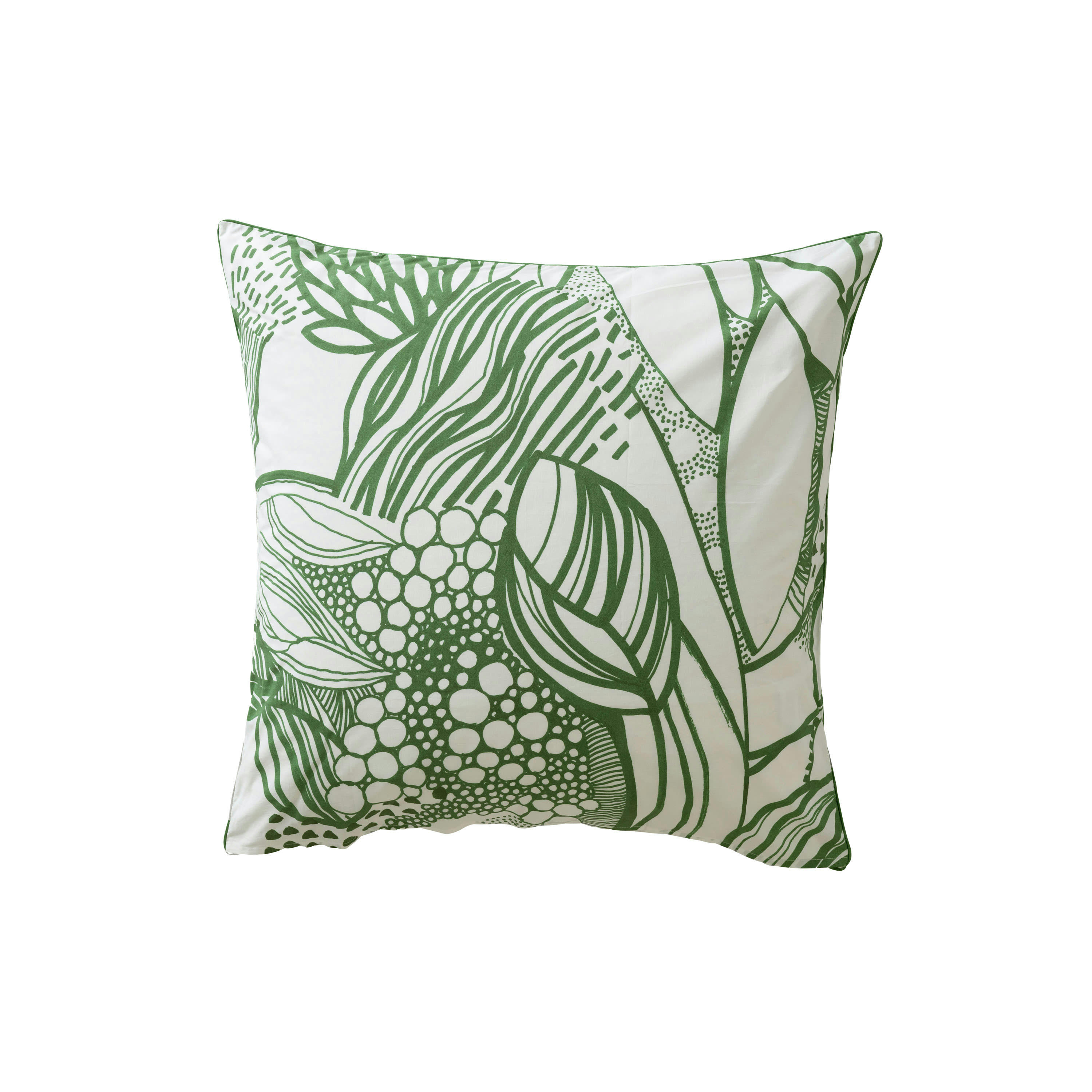 CANOPEE - Taie d'oreiller carrée percale de coton bio imprimé vert 64 x 64 cm