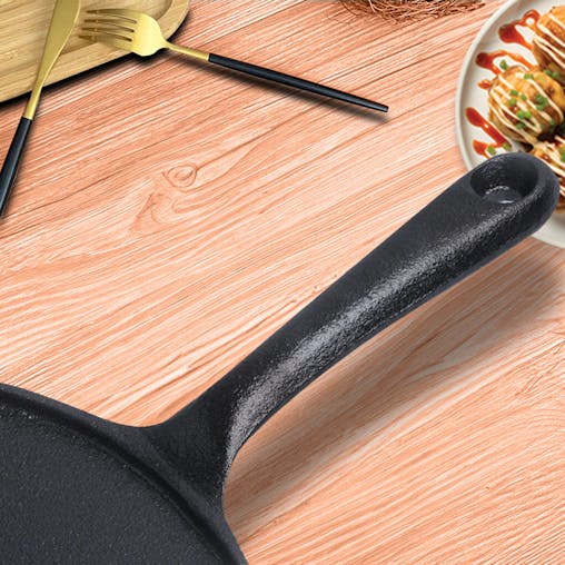 SOGA 2X Cast Iron Takoyaki Fry Pan 7 Hole Grill Mold 23cm