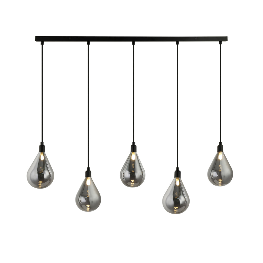 HOME DELUXE Hanglamp van glas CELIA Grijs – 5-lamps