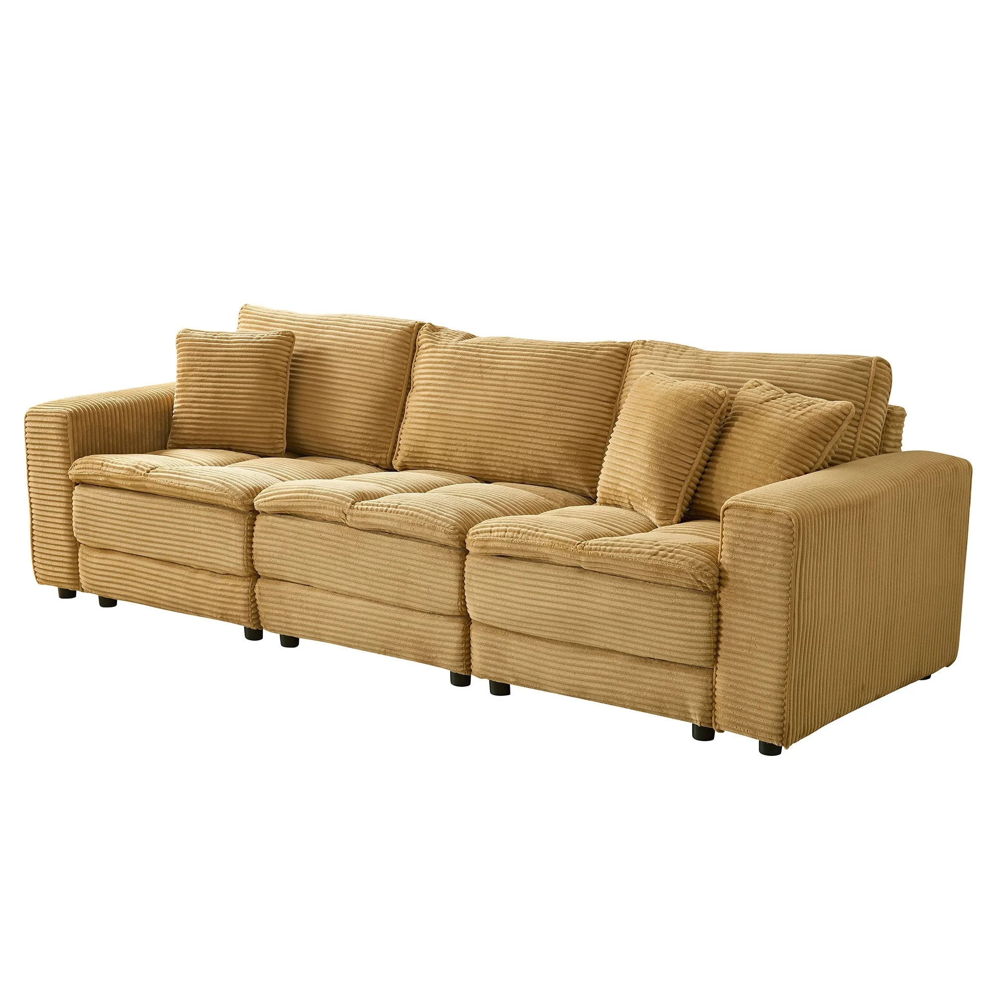 137.79'' Fabric L-Shaped 4 Seat Convertible Modular Sofa with Detachable Cushions and 2 Pillows for Living Room