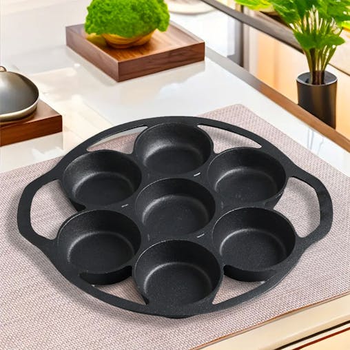 SOGA 2X Cast Iron Takoyaki Fry Pan Octopus Balls Maker 7 Hole Grill Mold 32cm