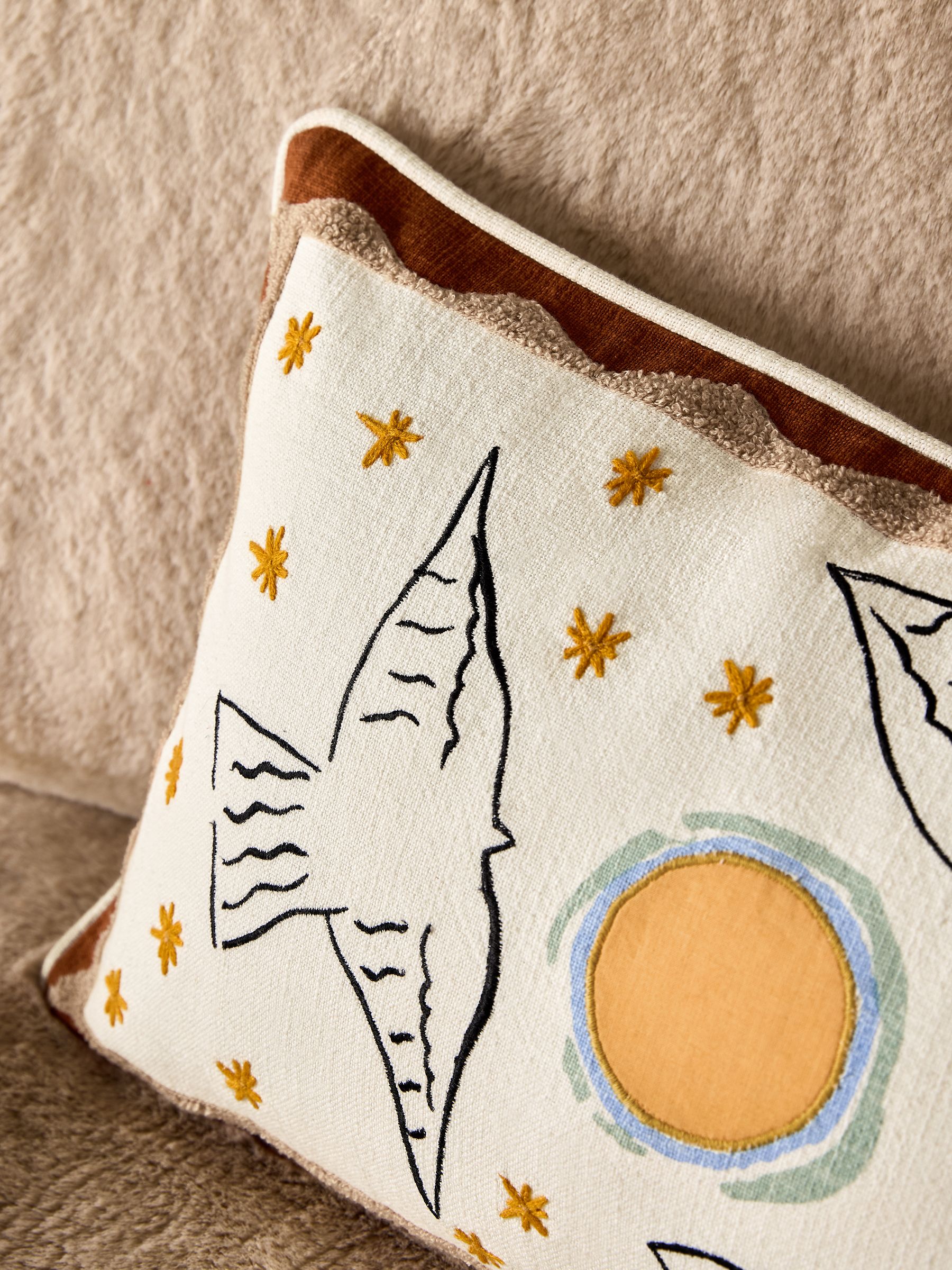Embroidered Cushion in Helious
