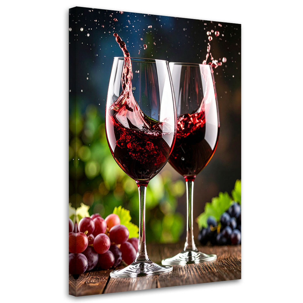 Obraz do kuchni jadalni, Kieliszki z winem winogrona 20x30