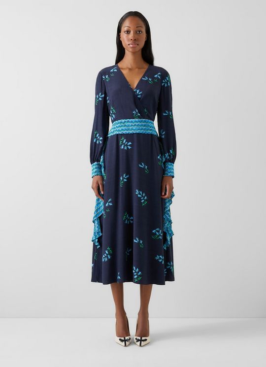 Karla Navy FloralCross-Over Dress