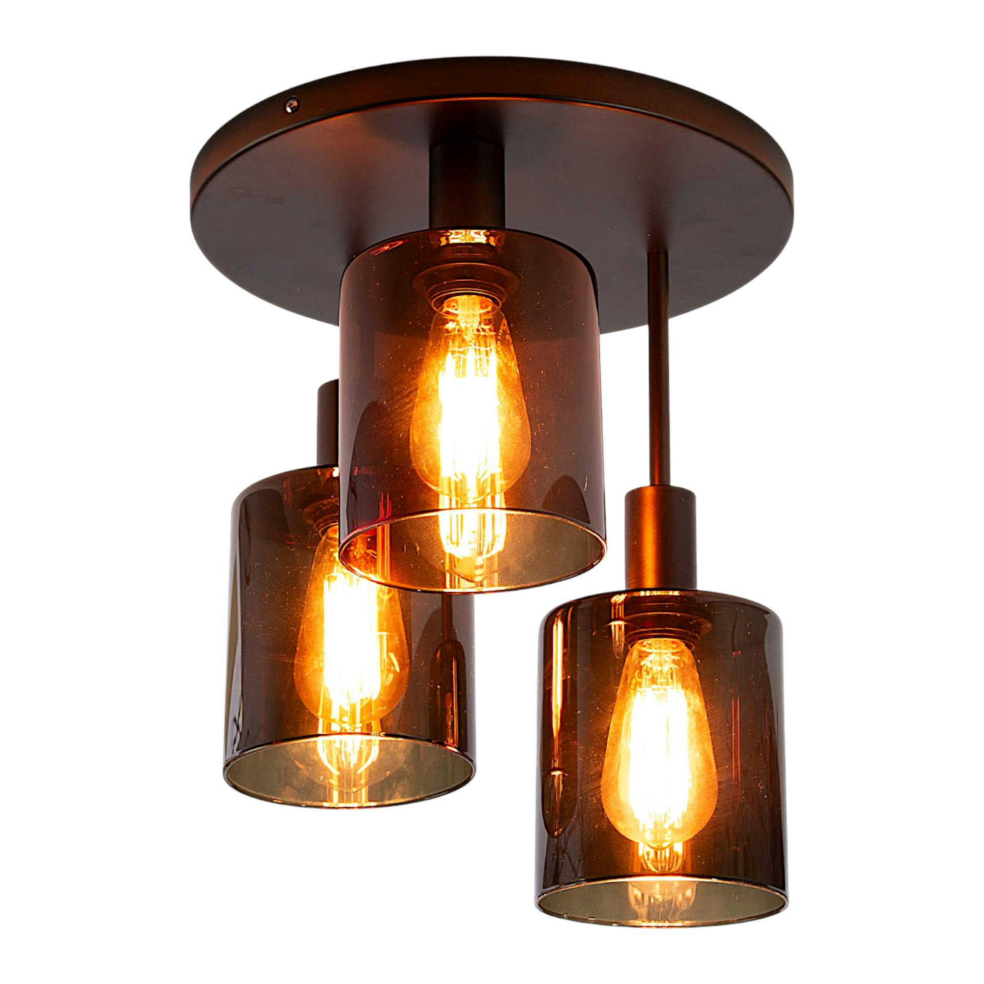 Plafonnier vintage 3 abat-jour verre teinté en cascade NOVA