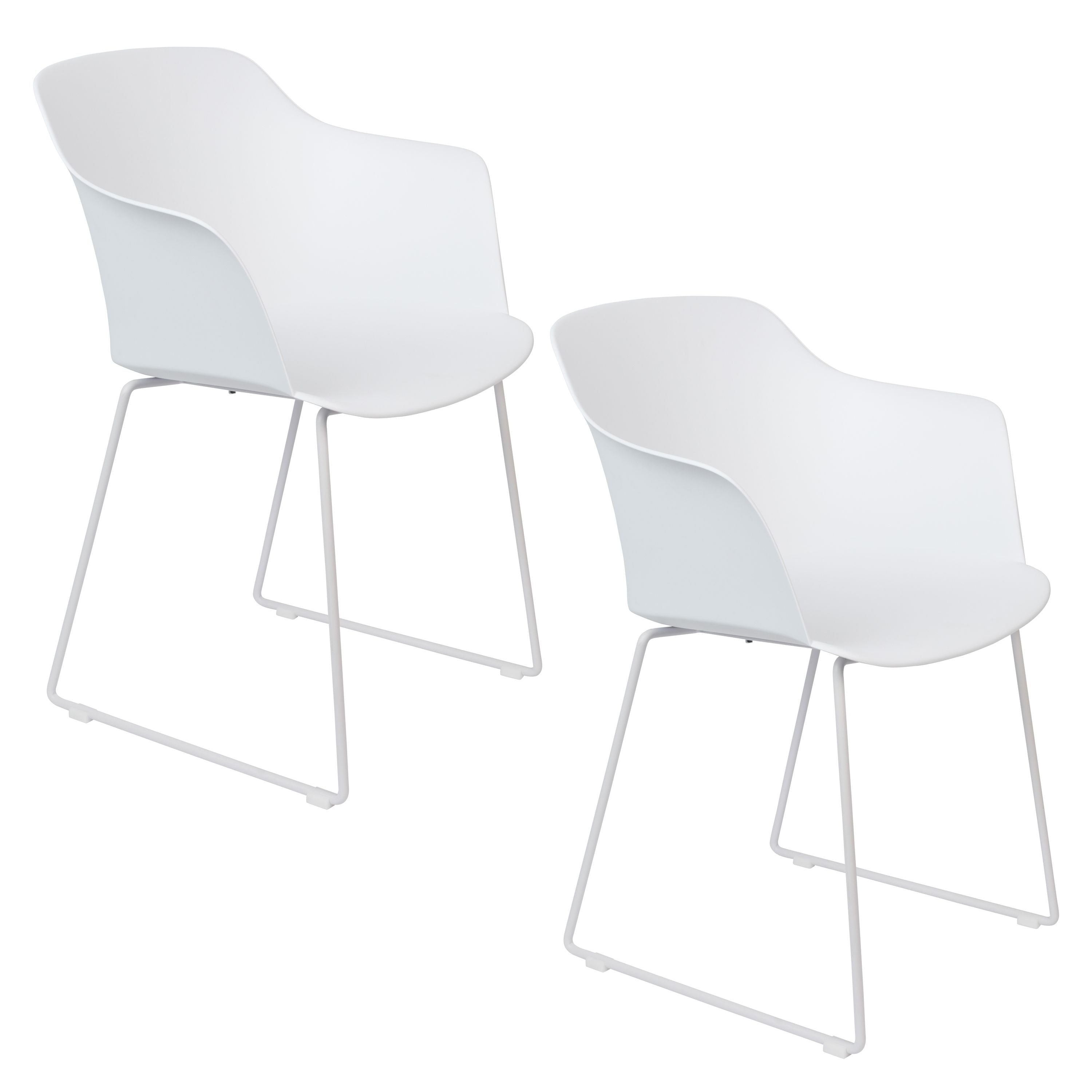 Housecraft Living Tango Eetkamerstoelen Armleuning Wit - Set van 2