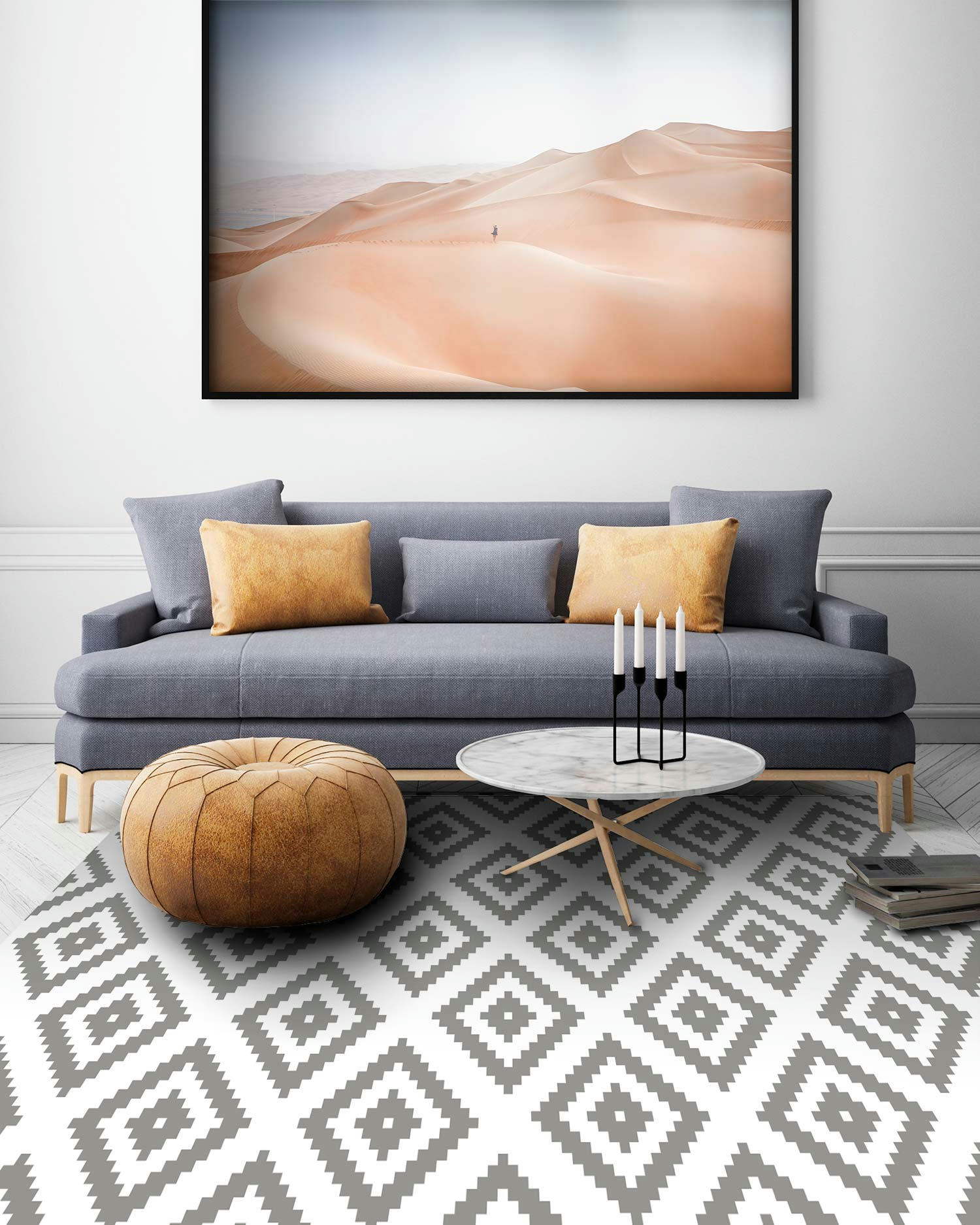 - Tapis vinyle carrés gris 80x250cm