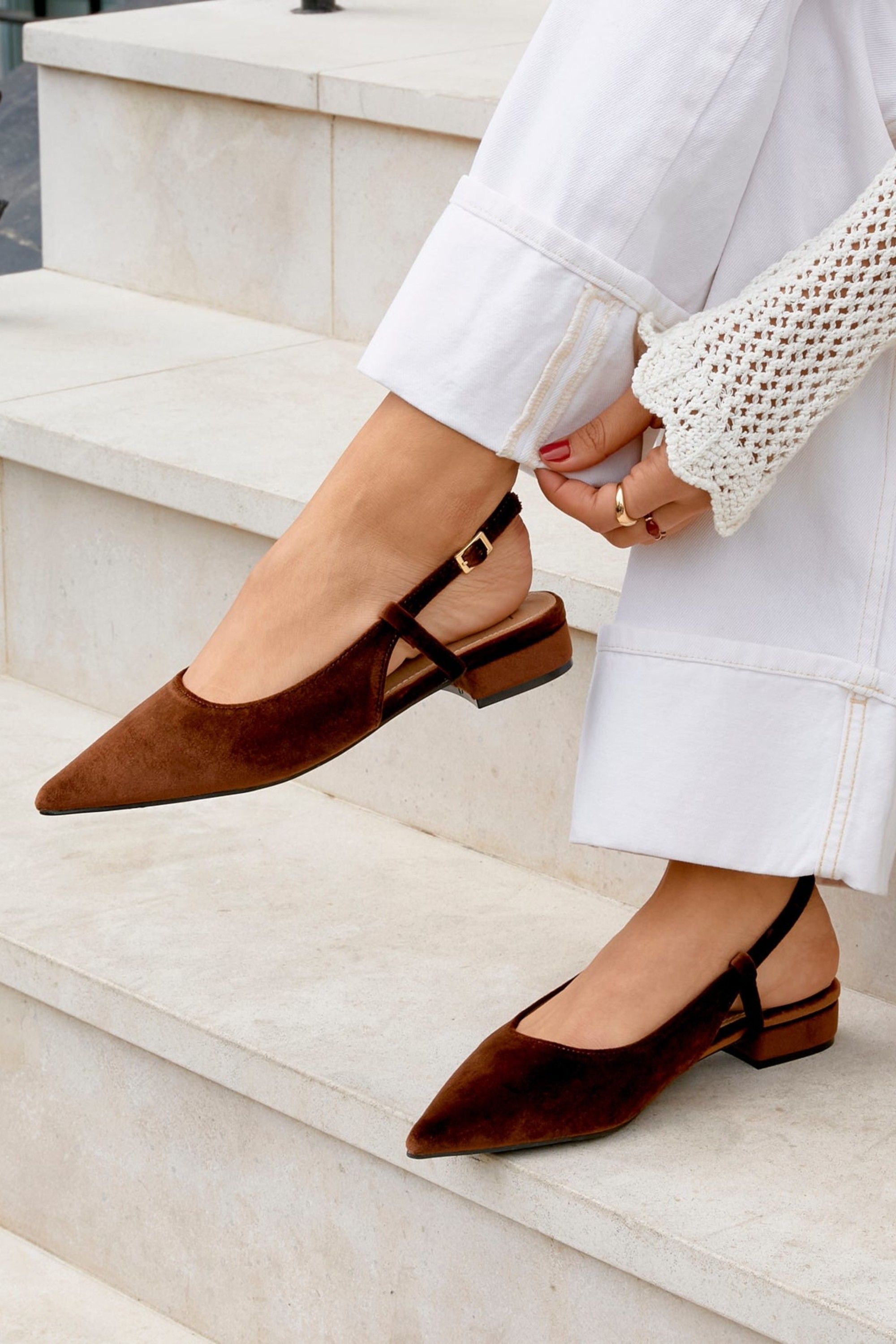 Linzi Clasica Brown Velvet Pointed Toe Ballet Flats