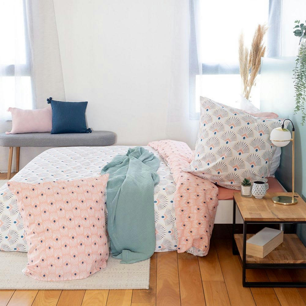 - Parure de lit 1 place coton bio à motifs 140x200 cm