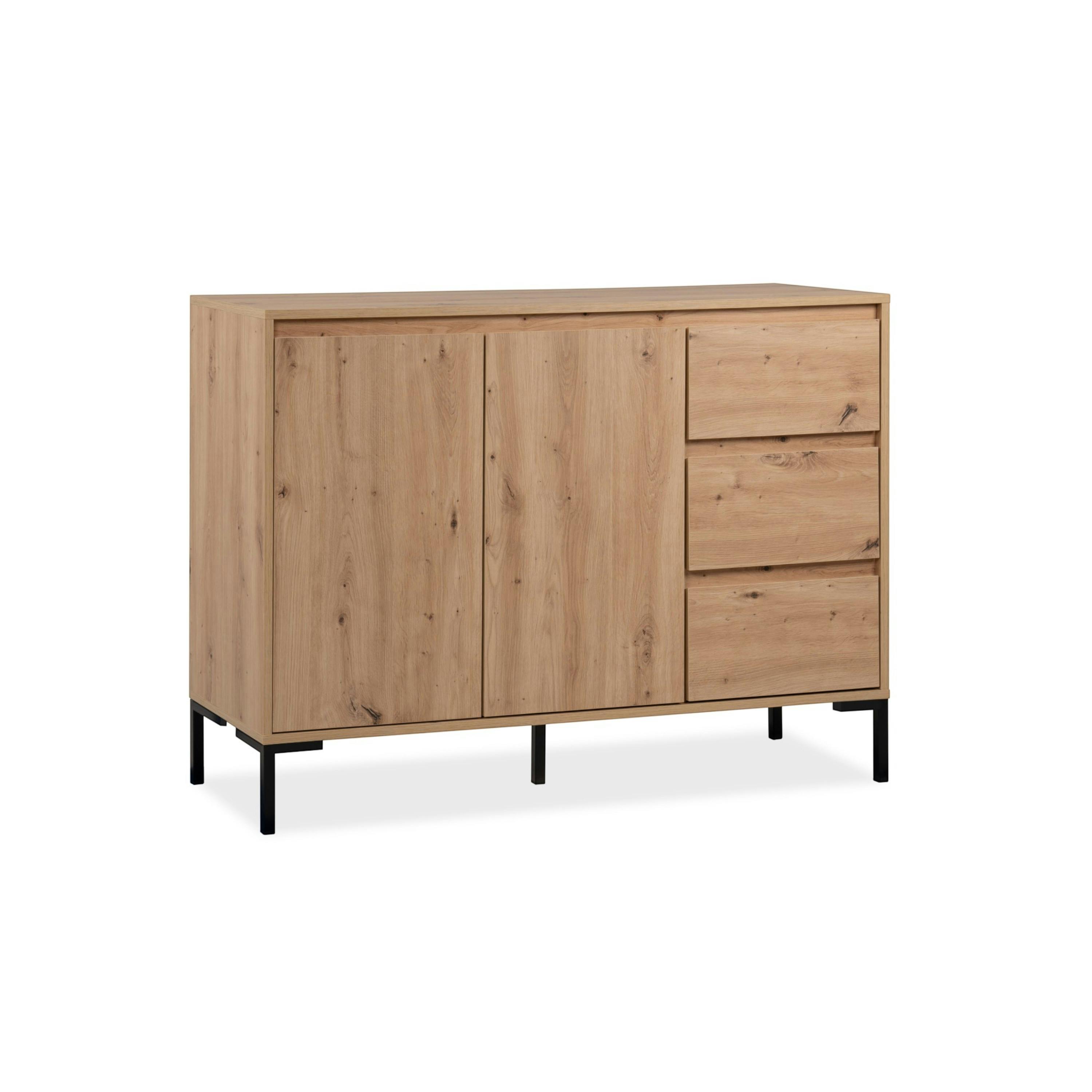 Buffet de salle à manger décor bois 2 portes 3 tiroirs KARVI