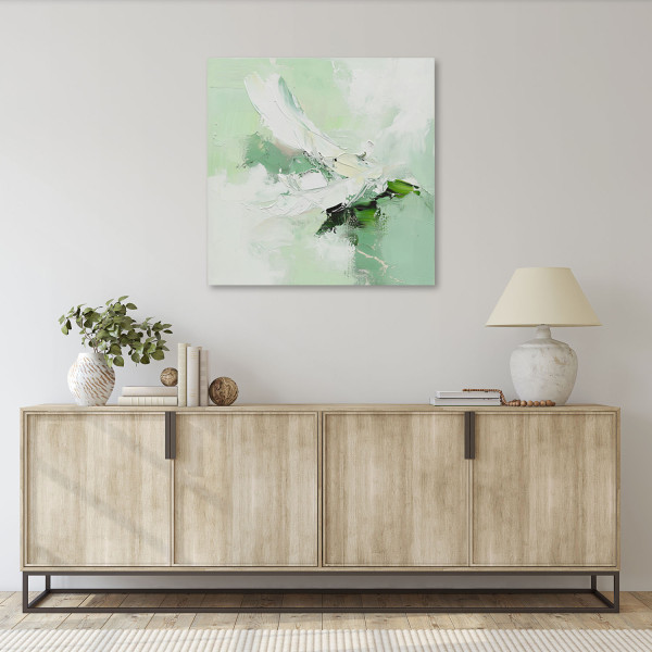 Feeby Obraz na płótnie, Abstrakcja Pastelowy Miętowy Zielony 30x30