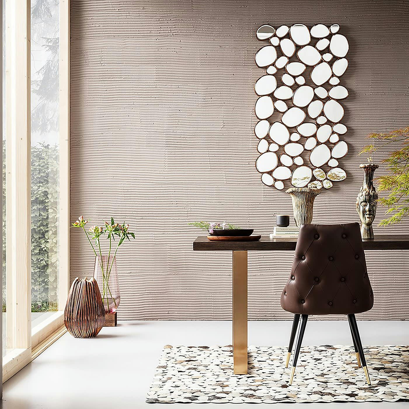 WATER DROPS - Miroir bulles en polyrésine cuivrée 135x78