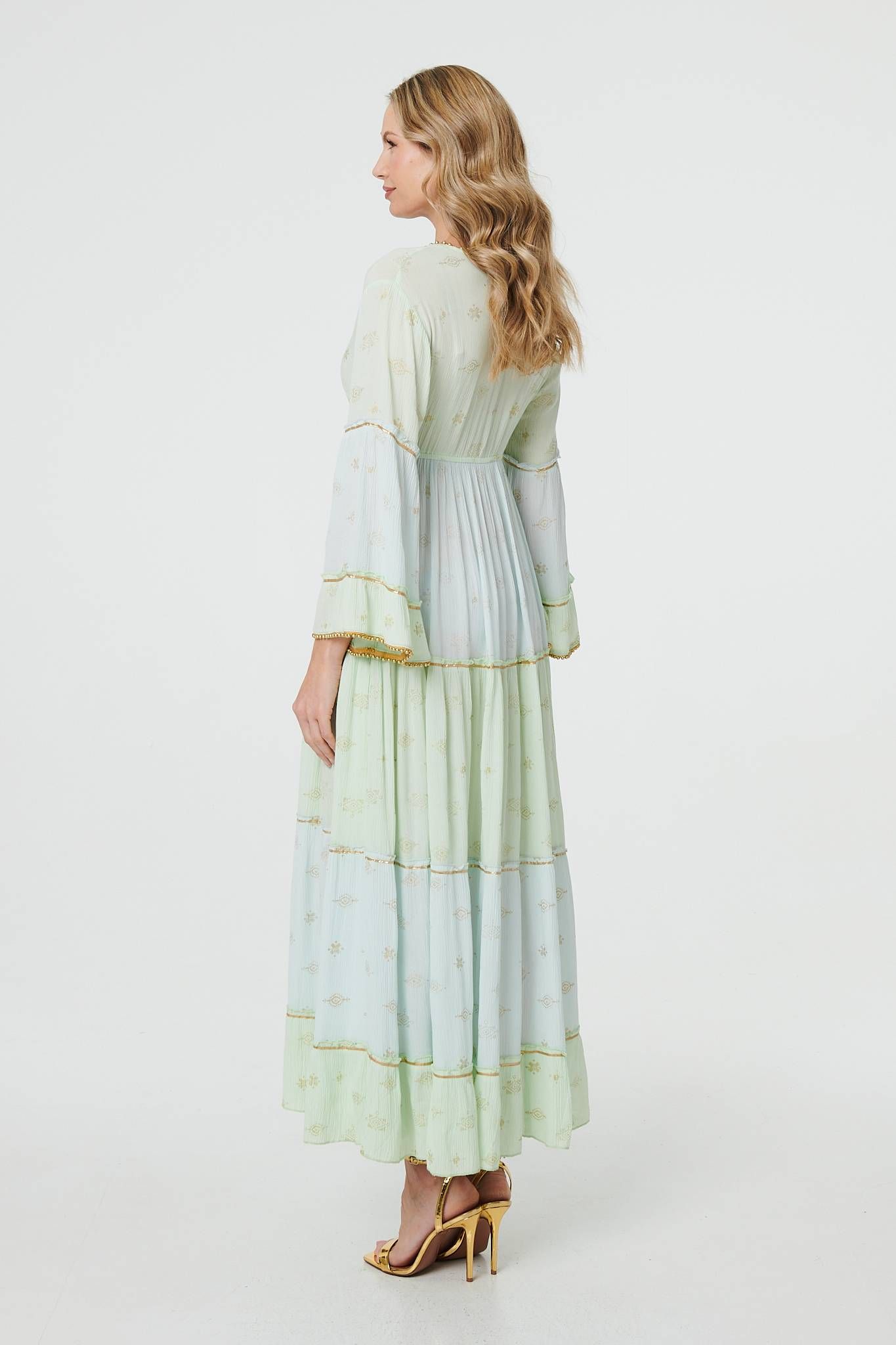 Izabel London Embellished Tiered Empire Maxi Dress