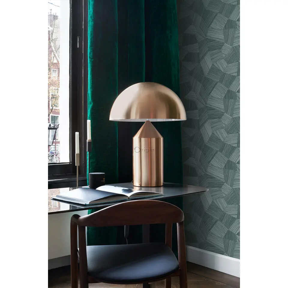 Origin Wallcoverings behang grafisch 3D motief petrolgroen - 53 cm x 10.05 m