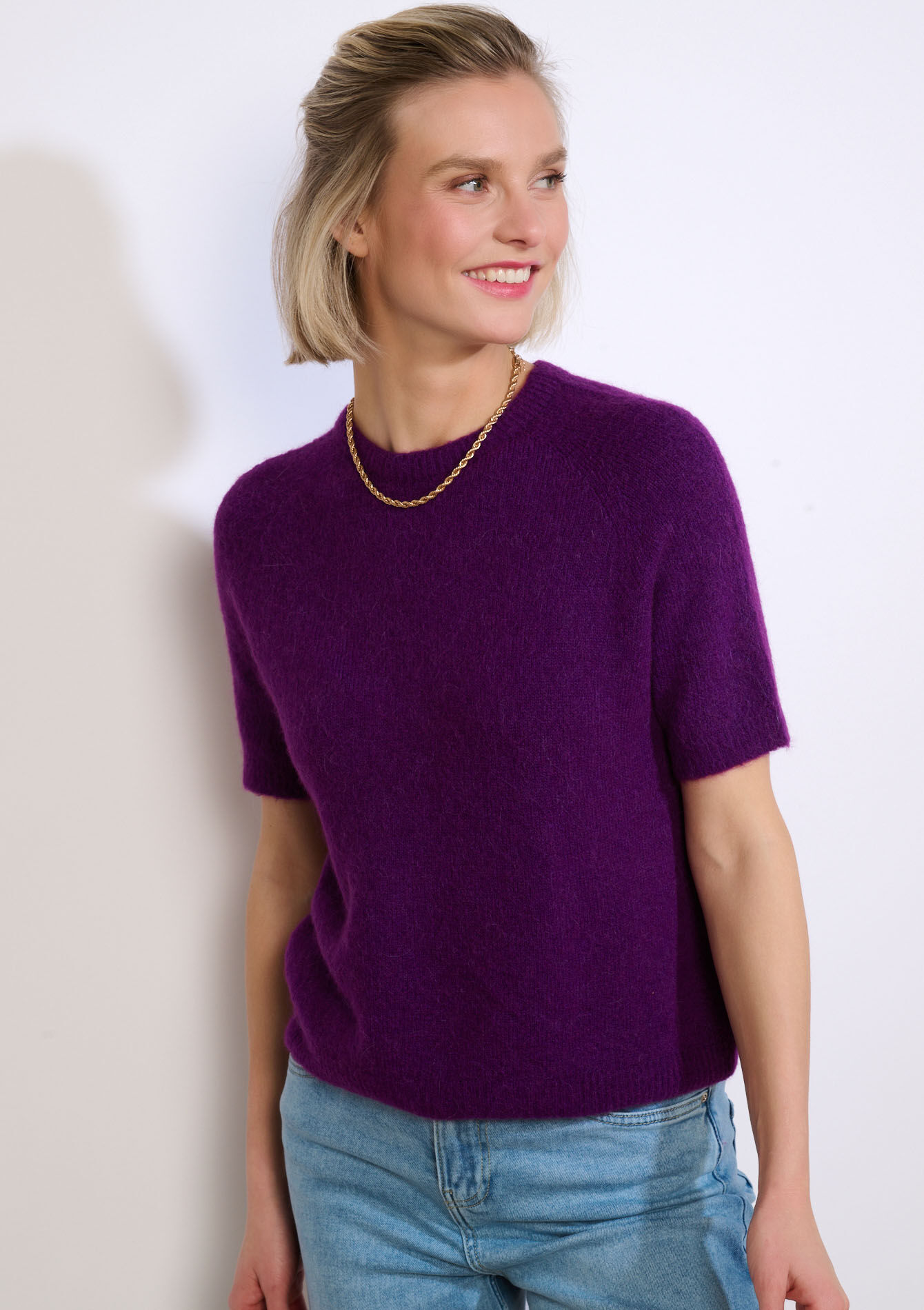 Gebreide trui met korte mouw