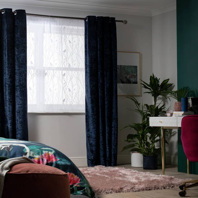 Habitat Bird Net Pencil Pleat Curtains - White - 240x91cm