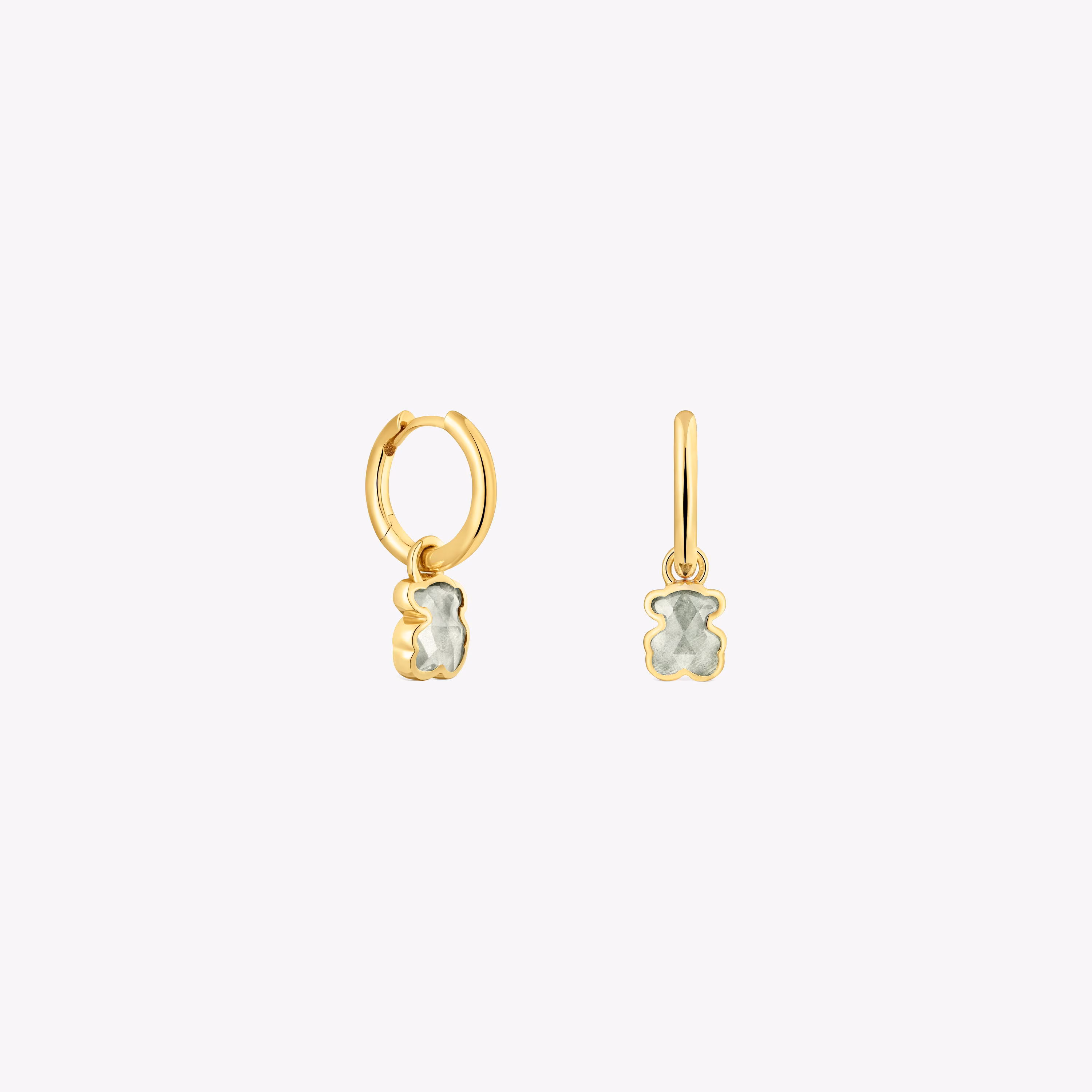 Pendientes aro con baño de oro 18 kt sobre plata y zafiro verde mint creado en laboratorio Icon Color LGG