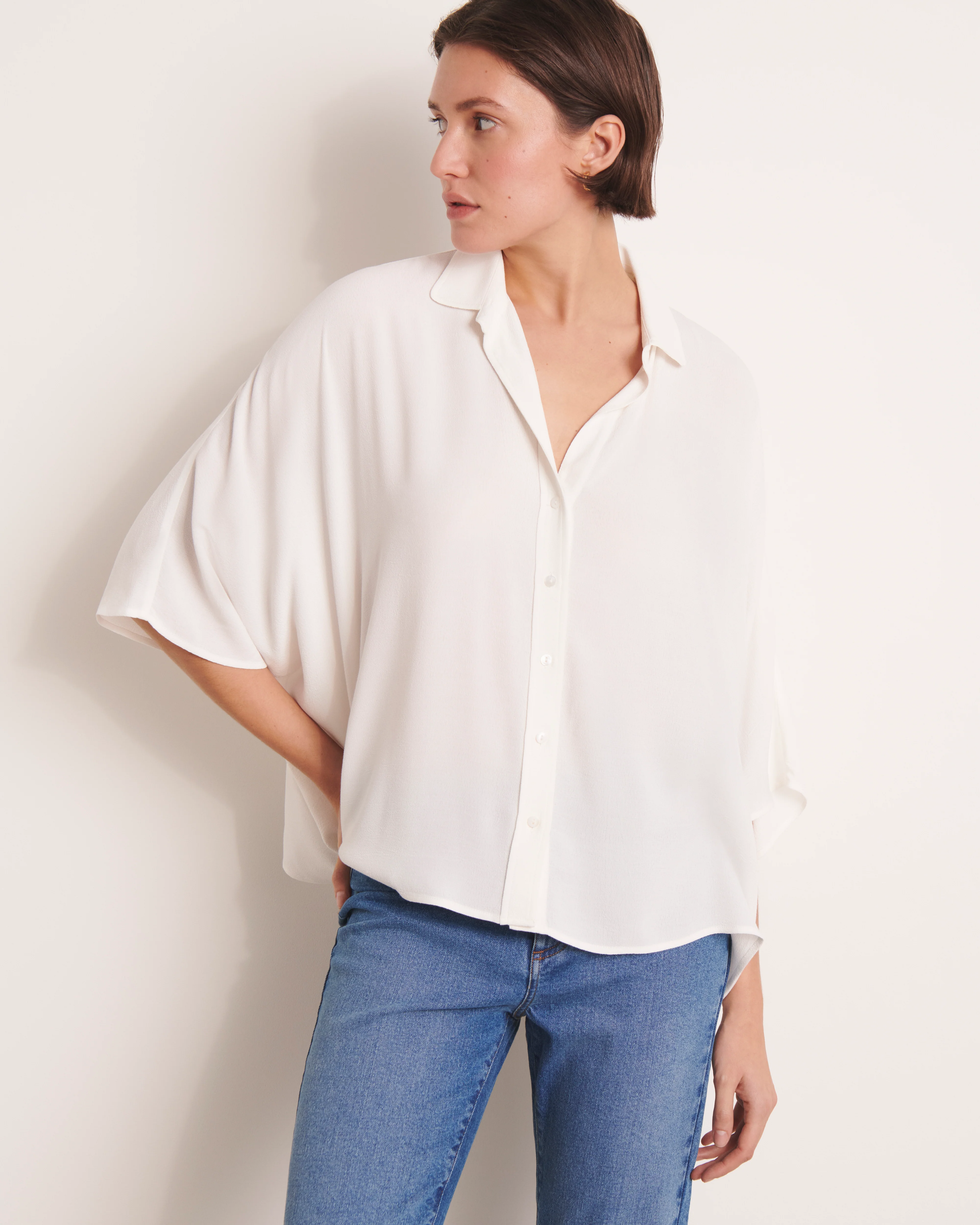Chemise blanche coupe poncho CHAMANTO/13053/003