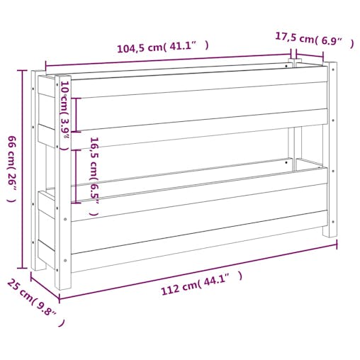 NNEVL Planter White 112x25x66 cm Solid Wood Pine