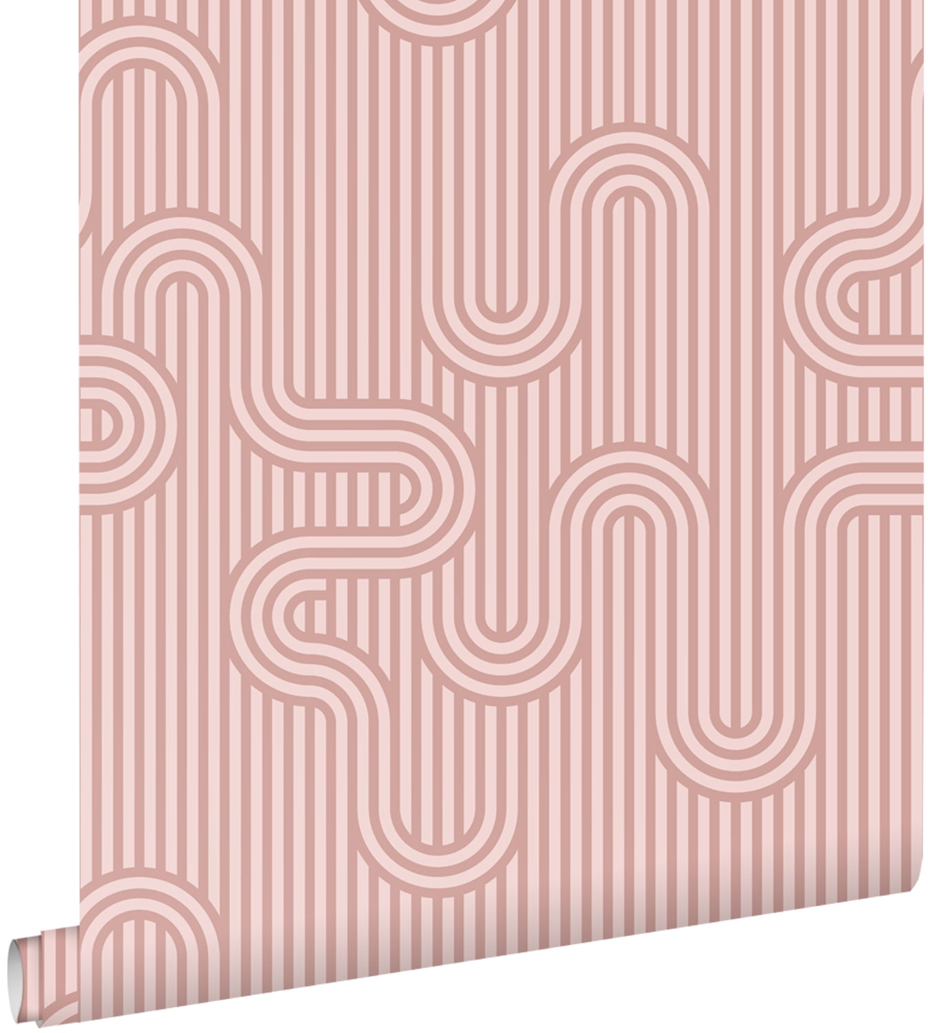 ESTAhome behang grafische lijnen oudroze - 50 x 900 cm - 131025