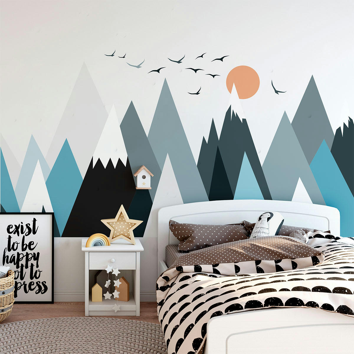 - Stickers enfant montagnes scandinaves parka 80x120cm