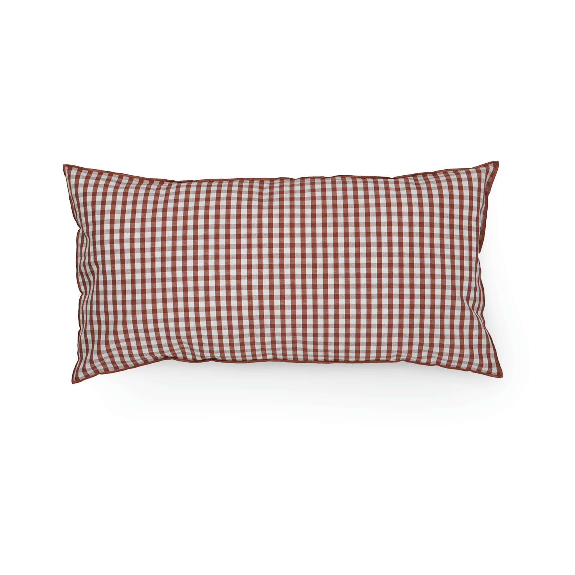 - Grand coussin déhoussable lin coton vichy noisette 45x90 cm