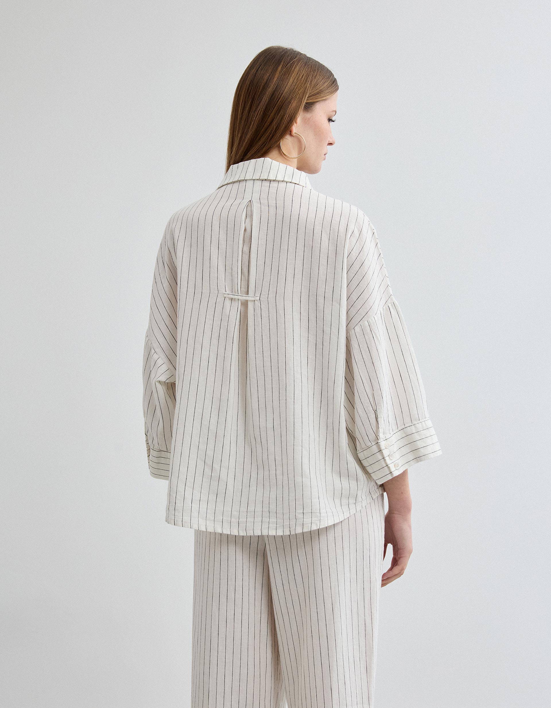 Camisa com Linho, Mulher, Bege Claro