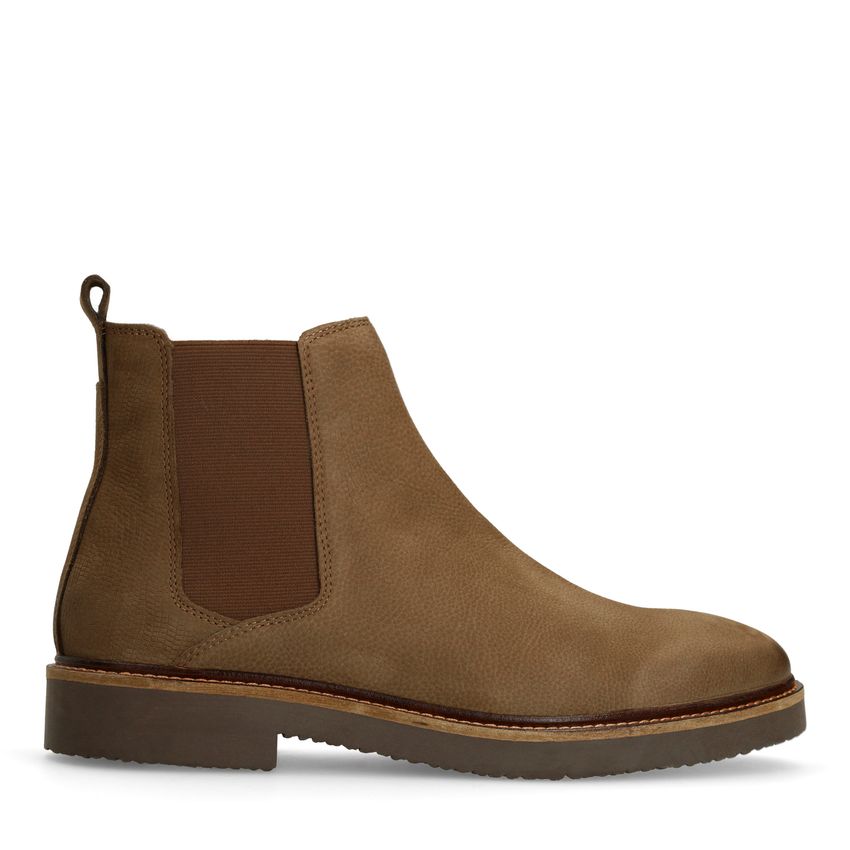 Manfield Taupe nubuck chelsea boots