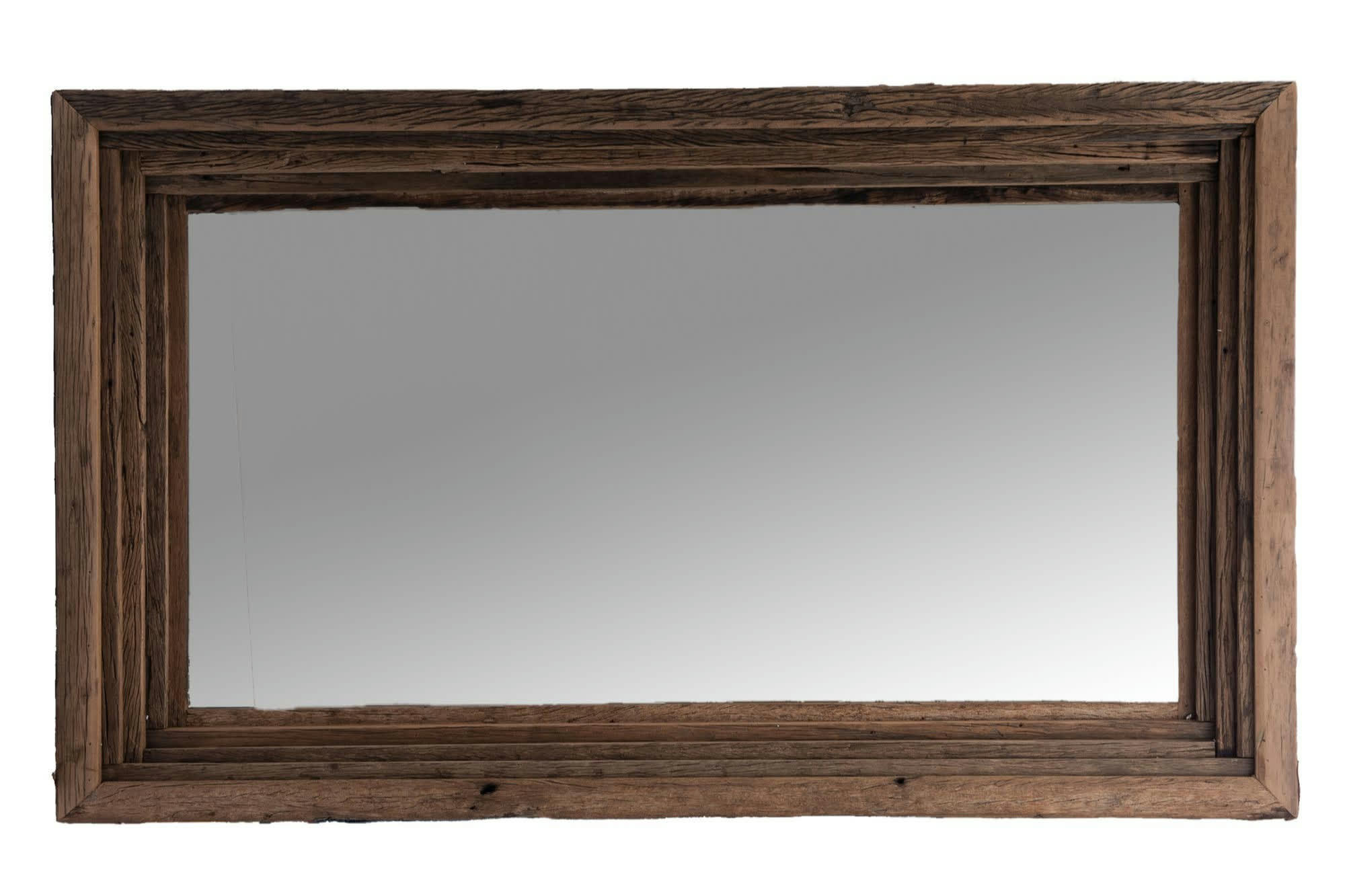 CAIO - Miroir rectangulaire en bois recyclé foncé H150