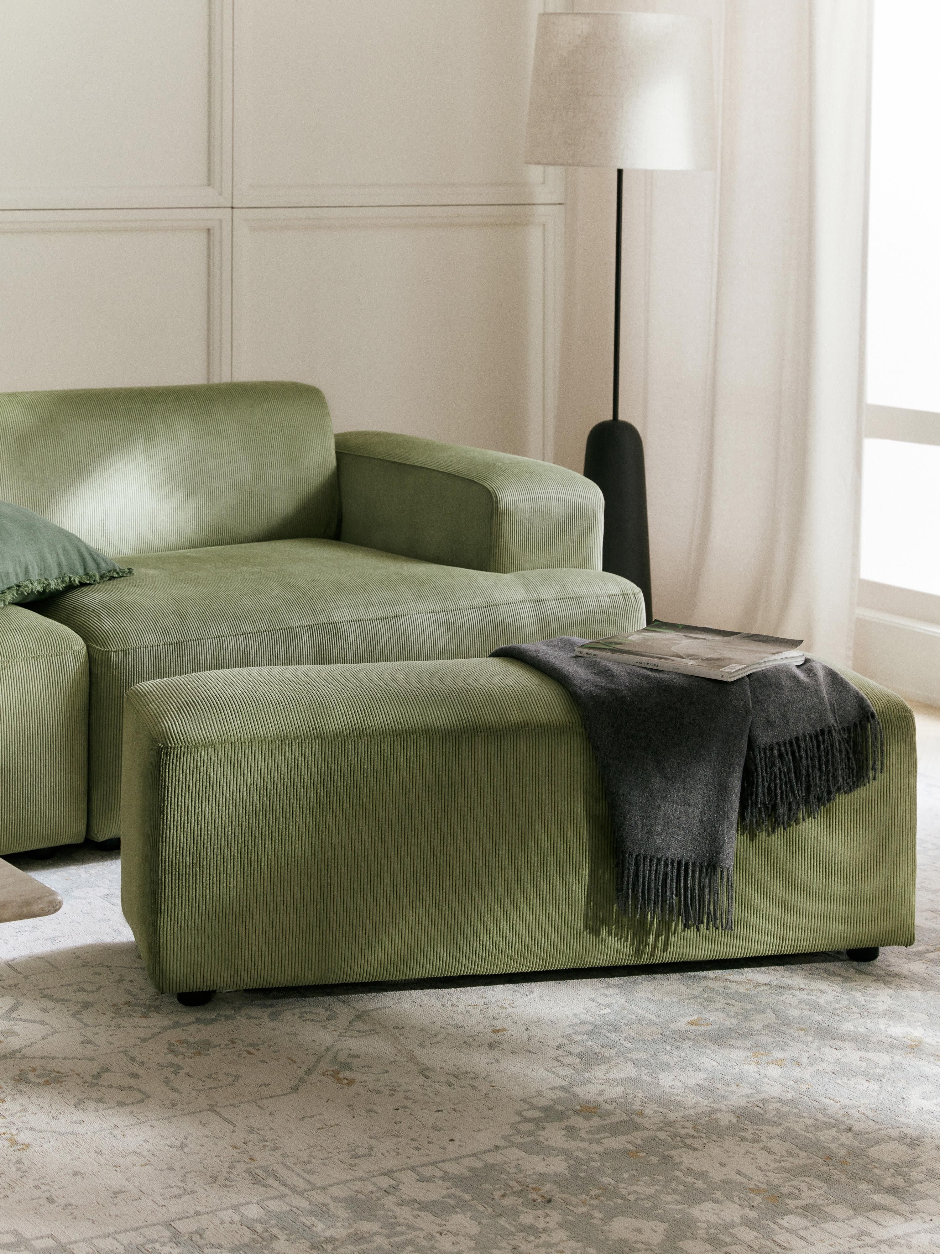 XL Sofa-Hocker Melva aus Cord, B 116 x T 42 cm
