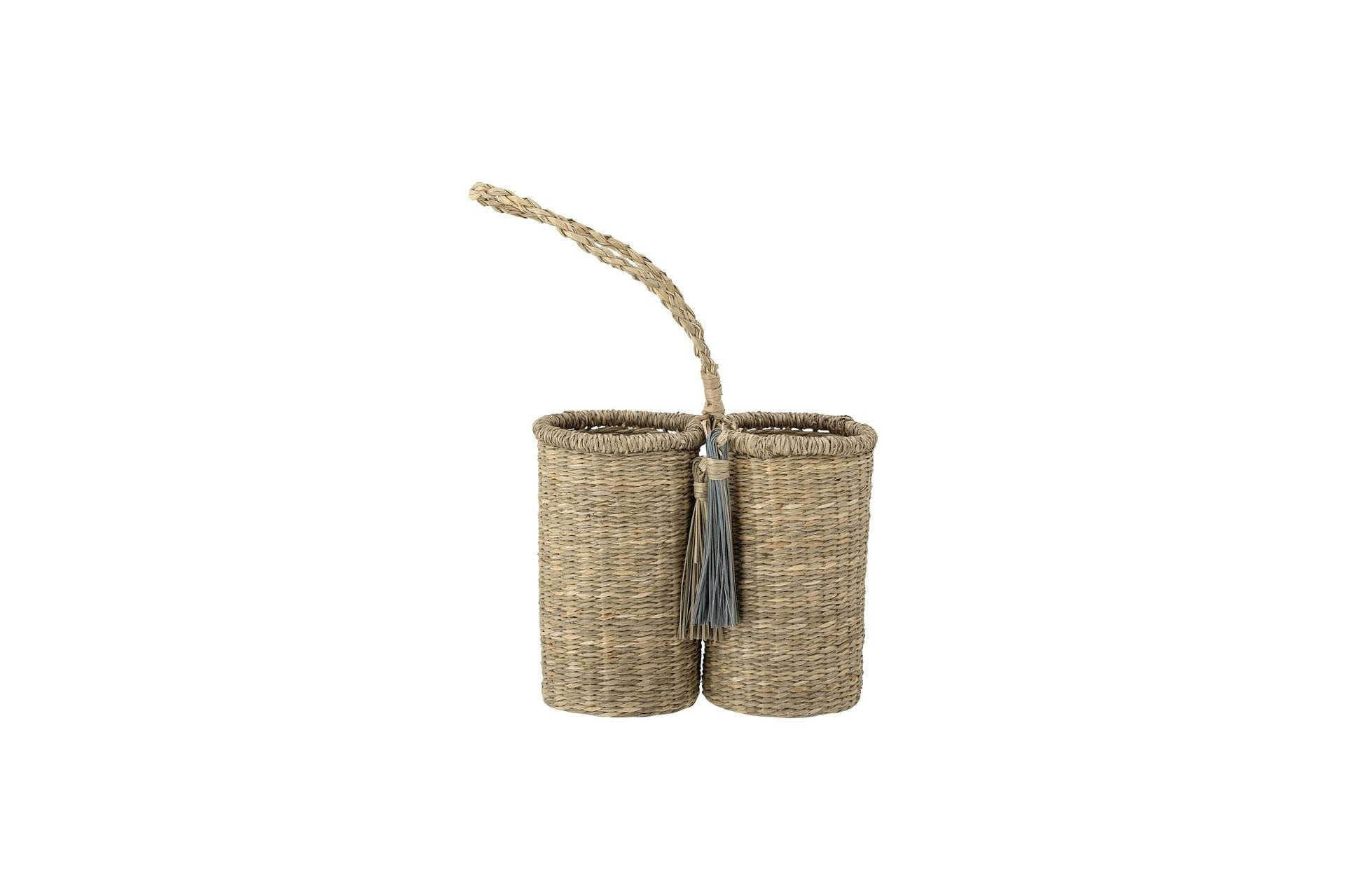 RUYA - Lot de 2 paniers de rangement en jacinthe d'eau beige
