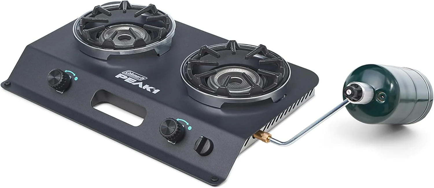 Dual-fuel camping stove, with a total power of 20,000 joules, suitable for camping, party barbecues and home barbecues.