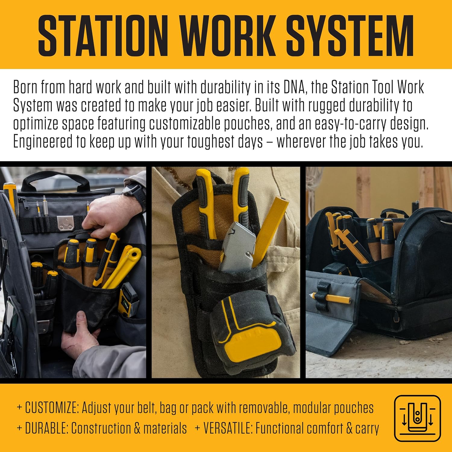 Carhartt Station Tool Belt, Durable, Adjustable Water-Resistant Belt Organizer, Adjustable Tool Belt (Carhartt Brown)