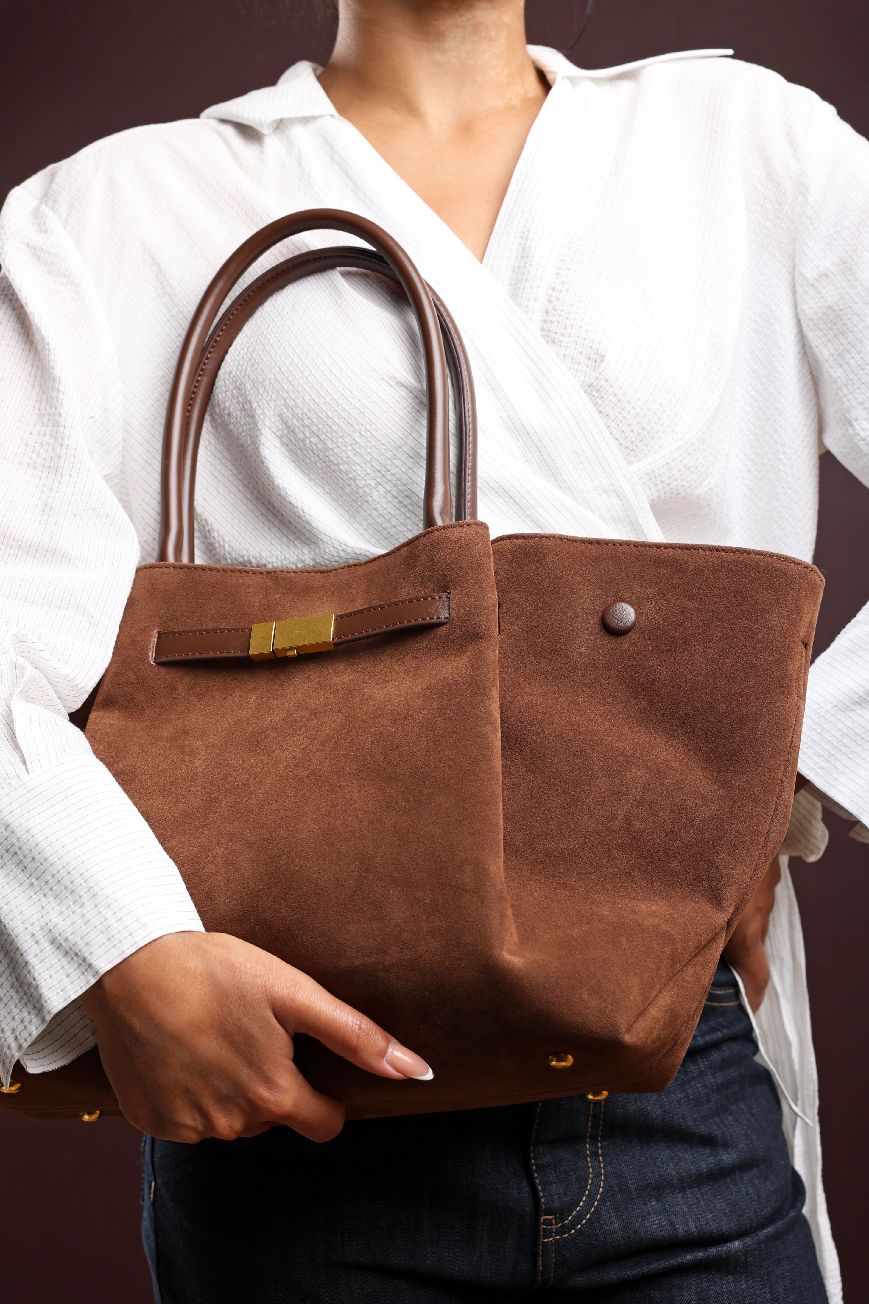Where's That From Dove' Suede Handheld Tote Bag
